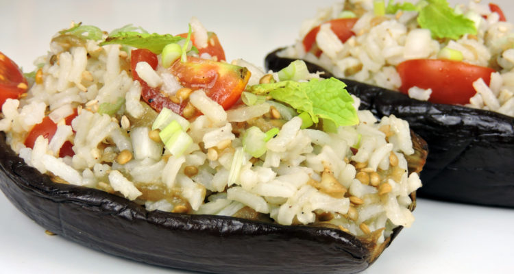 Berenjenas rellenas de arroz Berenjenas rellenas de arroz