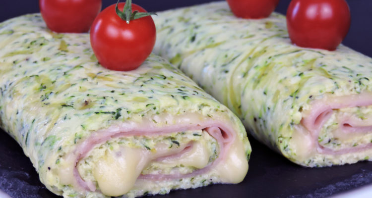 Rollo de calabacín relleno de jamón y queso Rollo de calabacín relleno de jamón y queso