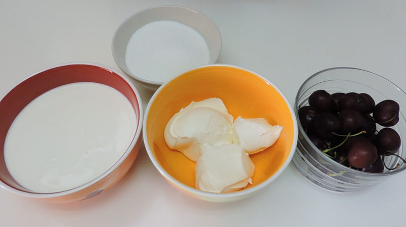 Ingredientes para el helado de cerezas