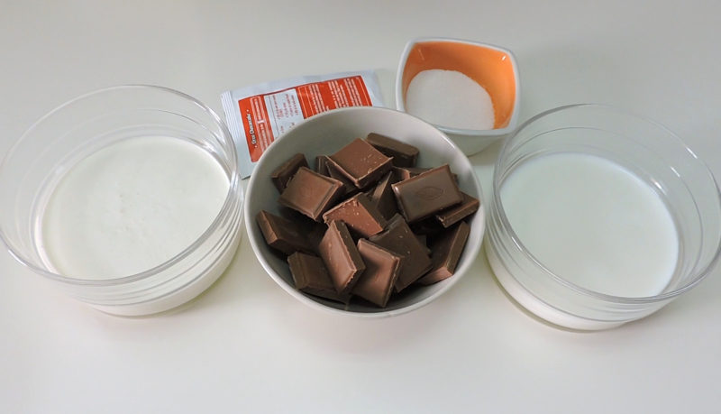 Ingredientes para la crema de chocolate con leche