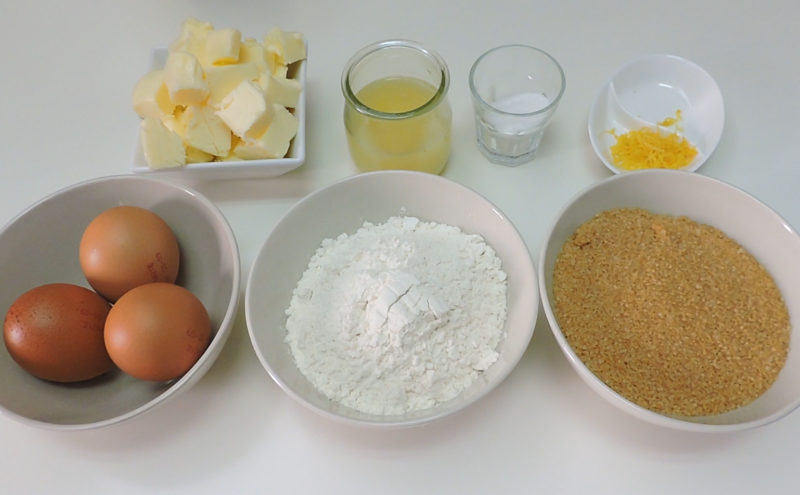 Ingredientes para el brownie de limón