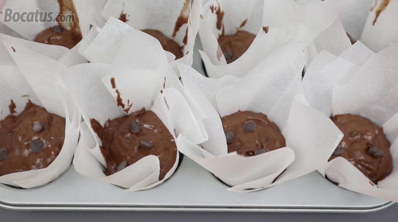 Muffins de chocolate antes de hornear