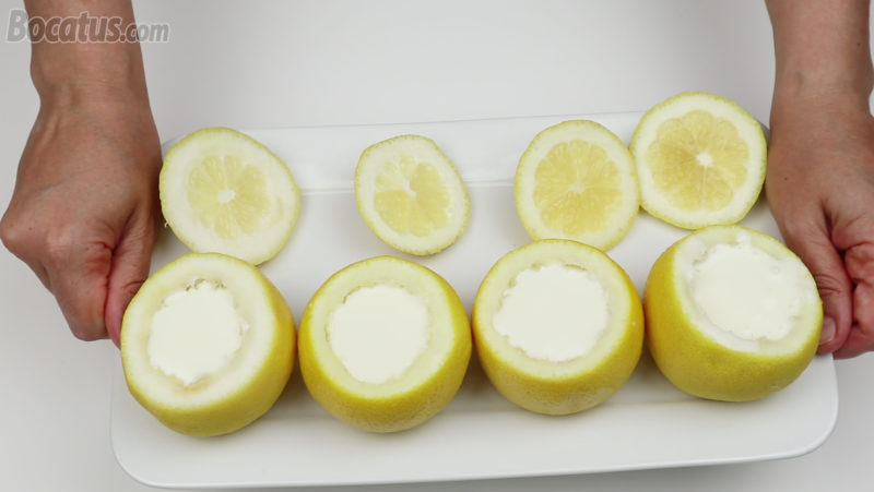 Limones rellenos listos para congelar