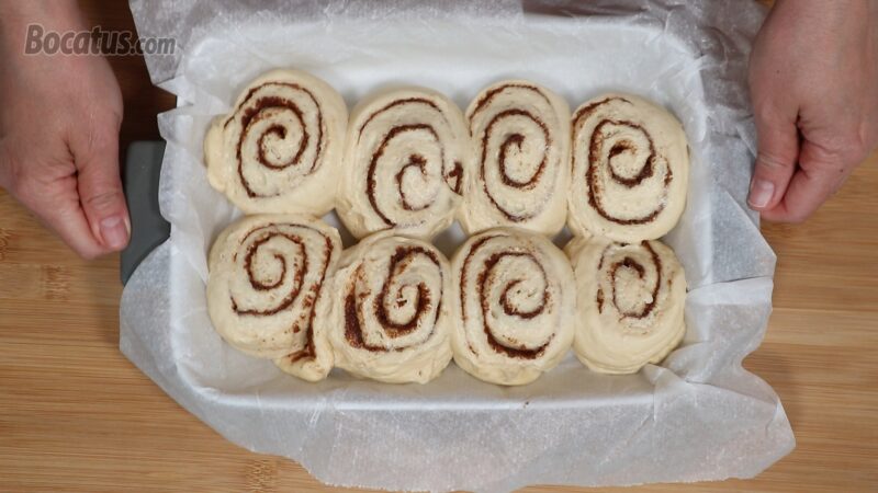 Rollos de canela tras el reposo Rollos de canela tras el reposo