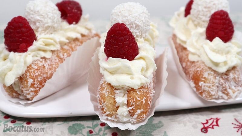 Pasteles Raffaello de coco y chocolate blanco