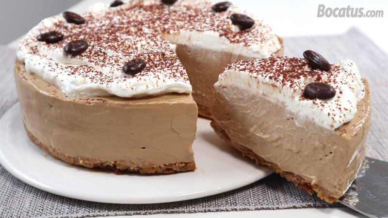 Tarta de queso y café sin horno (receta fácil y súper cremosa)